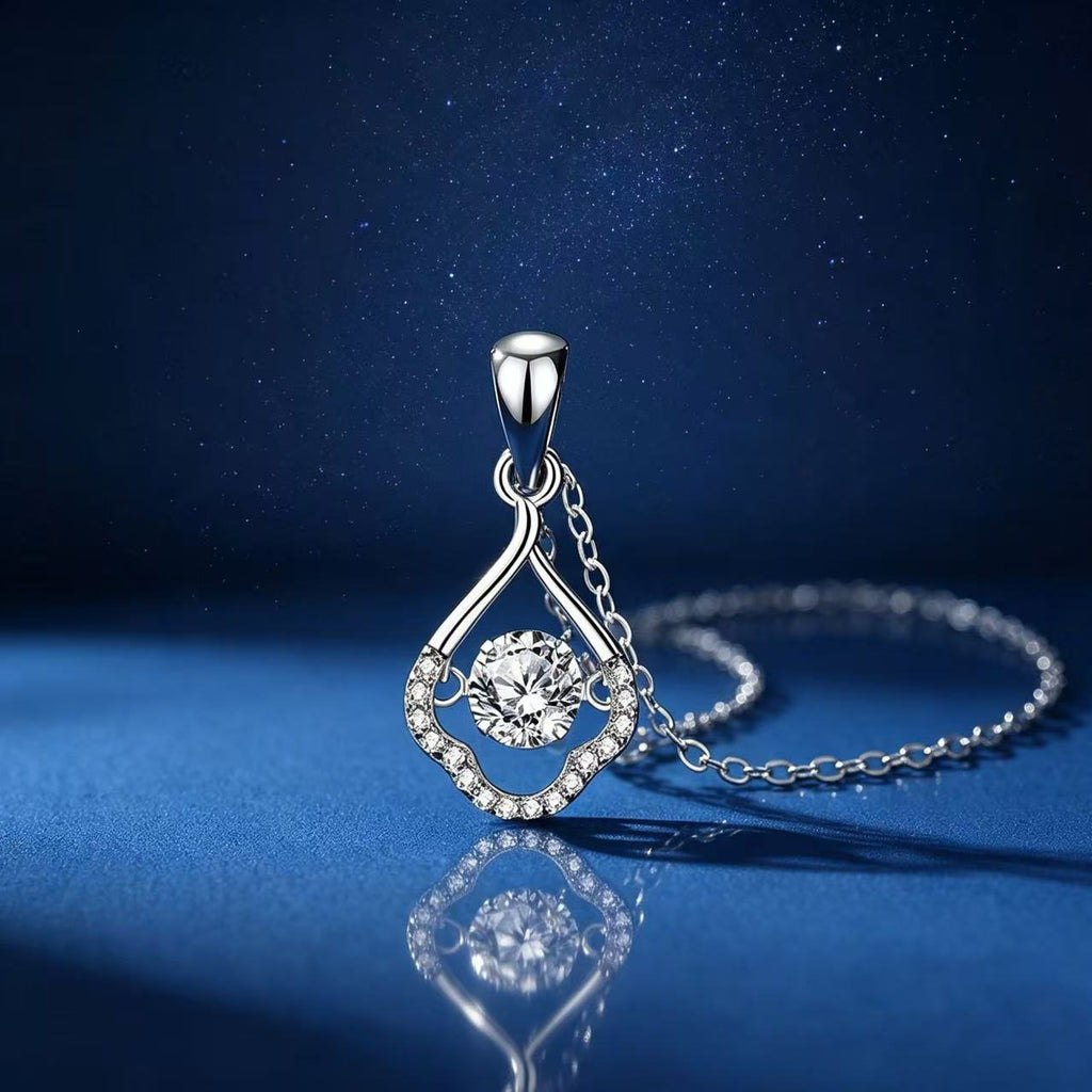 0.5ct Round Brilliant Teardrop Drop Pendant Necklace