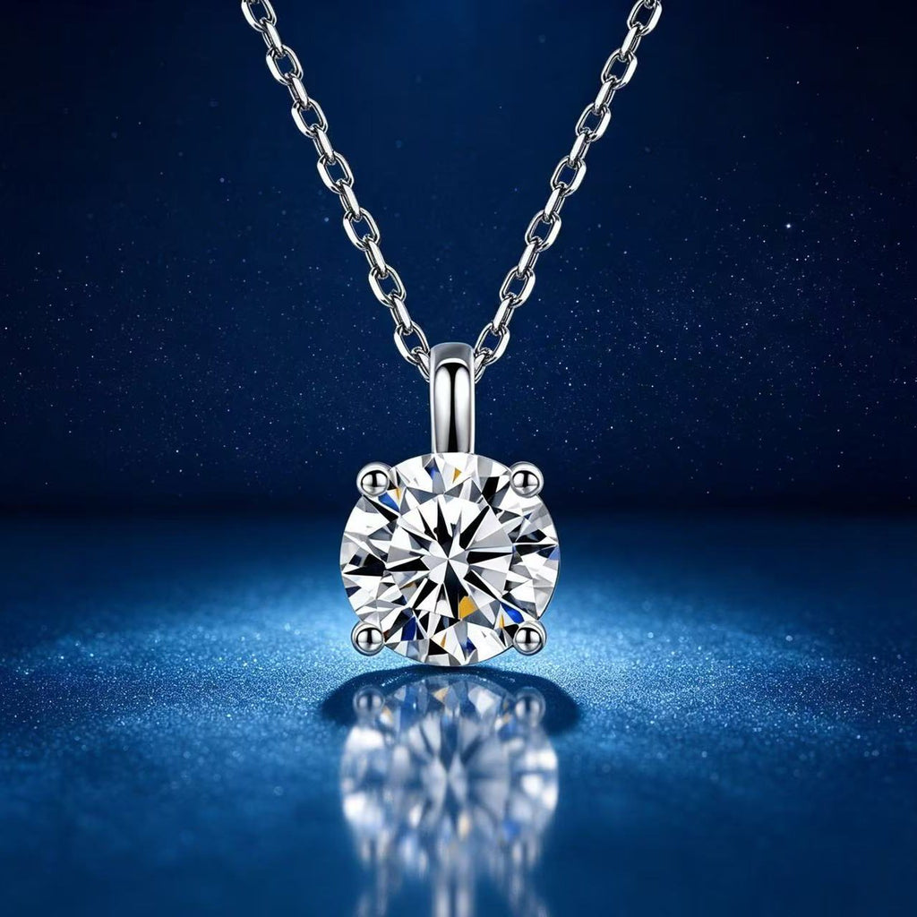 1ct Round Brilliant Four-Claw Solitaire Pendant Necklace