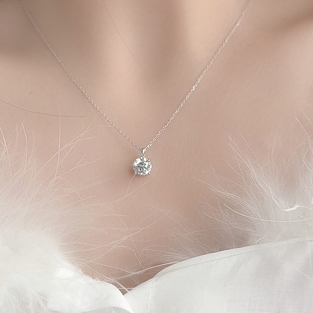 1ct Round Brilliant Four-Claw Solitaire Pendant Necklace
