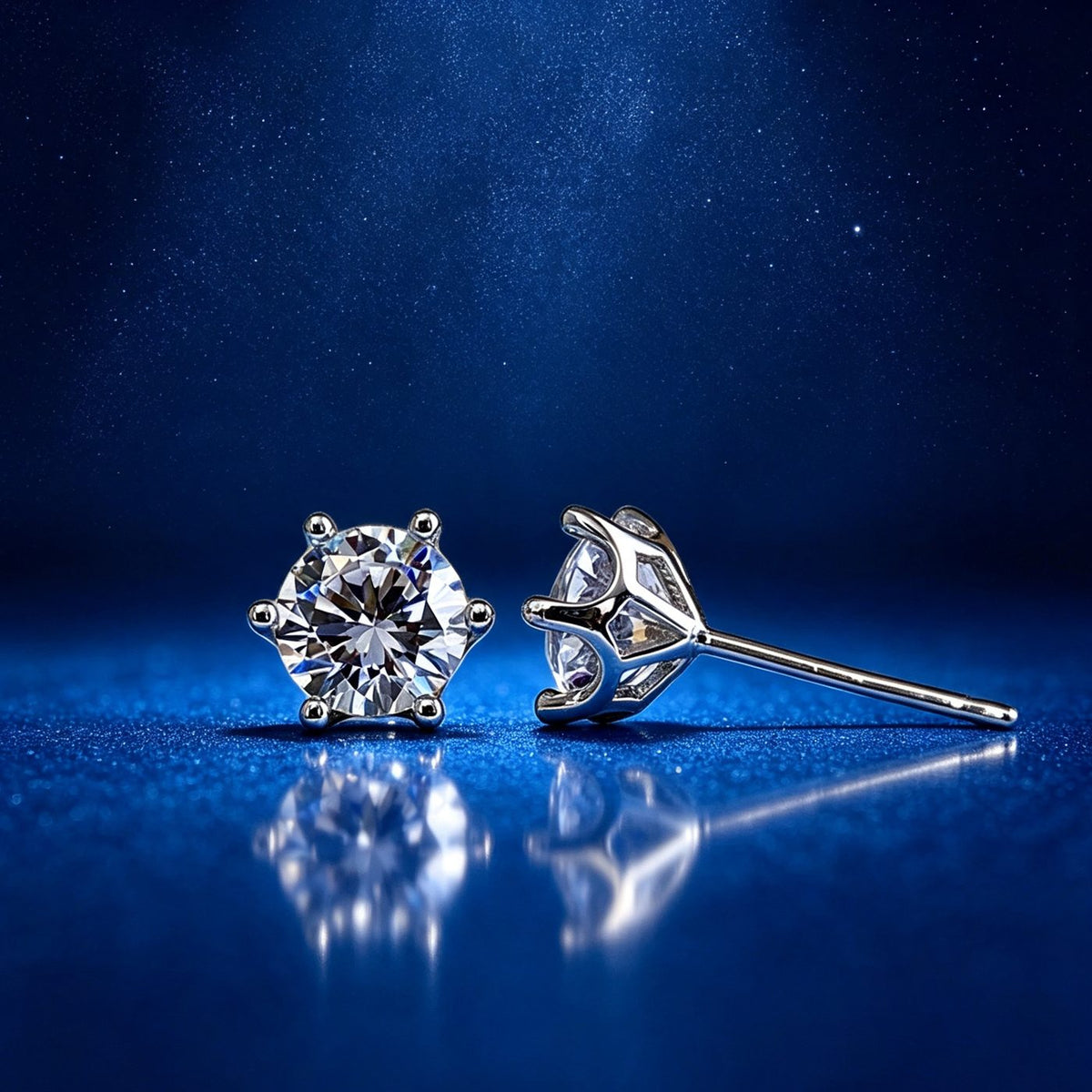 0.5ct Round Brilliant Six-Claw Solitaire Stud Earrings