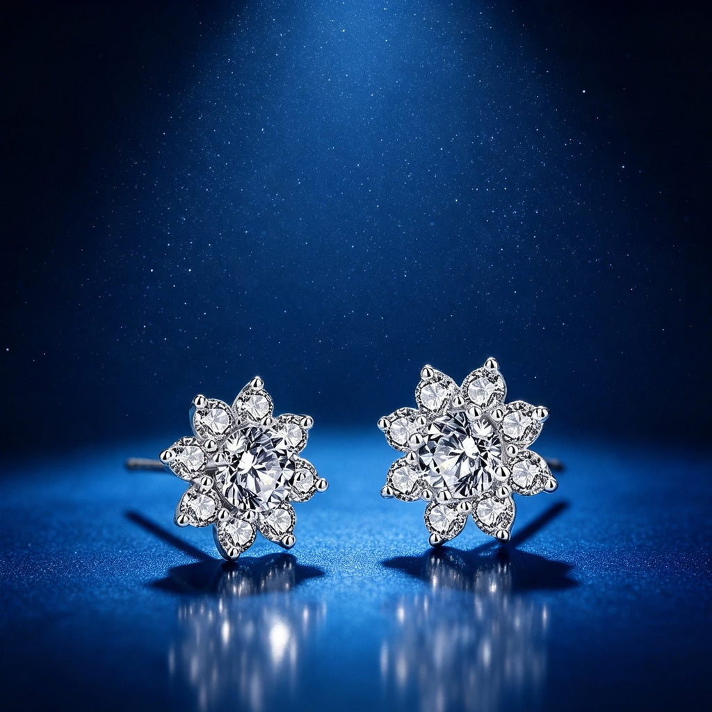 0.5ct Round Brilliant Floral Cluster Stud Earrings