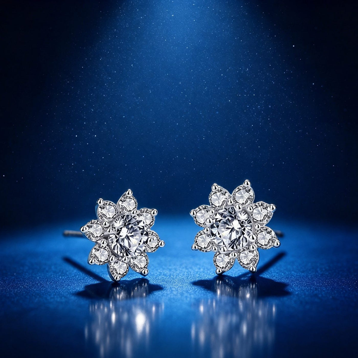 0.5ct Round Brilliant Floral Cluster Stud Earrings