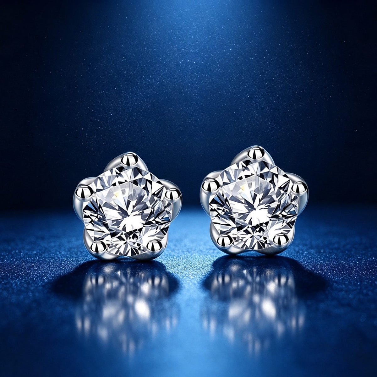 0.5ct Round Brilliant Five-Claw Solitaire Stud Earrings