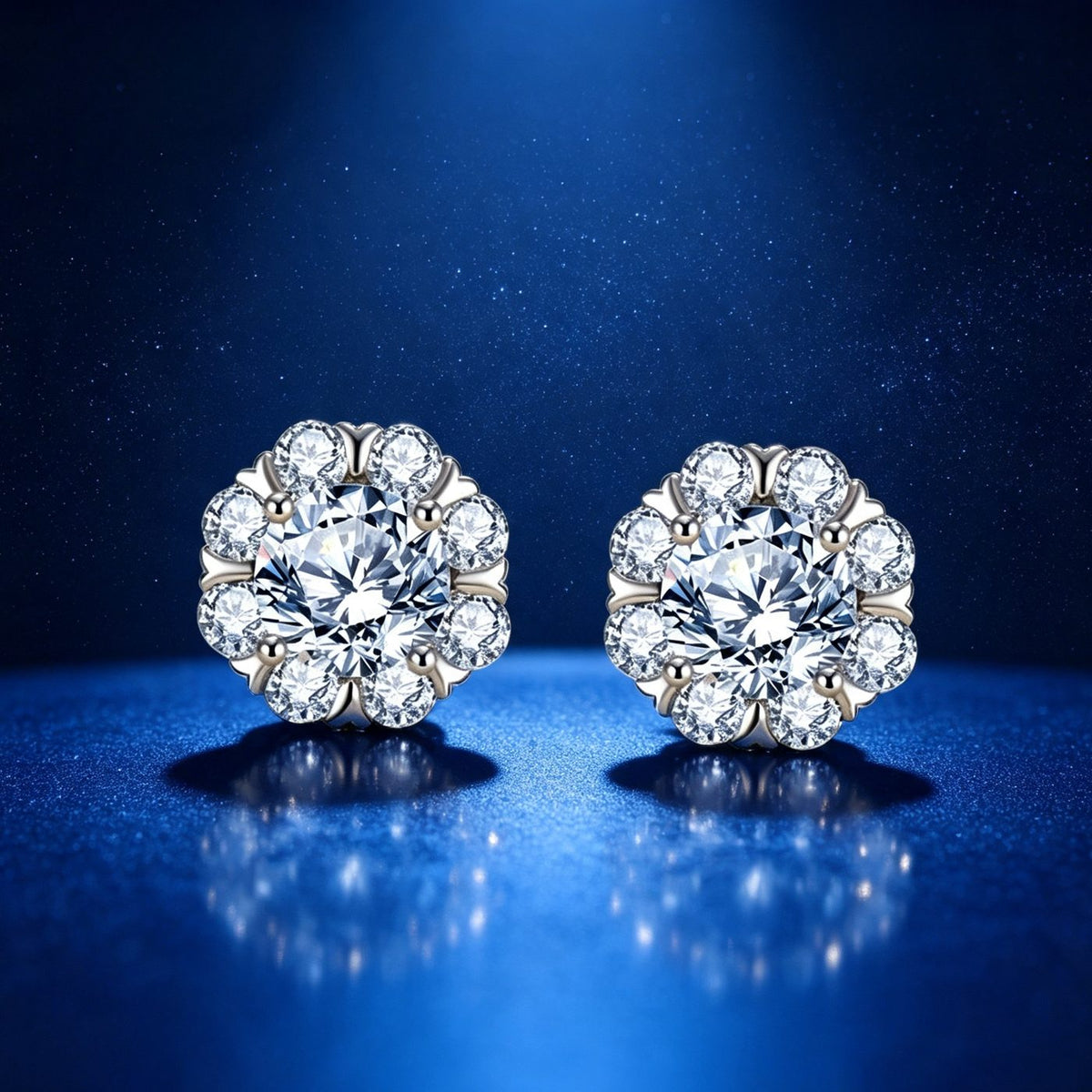 0.5ct Round Brilliant Floral Halo Stud Earrings