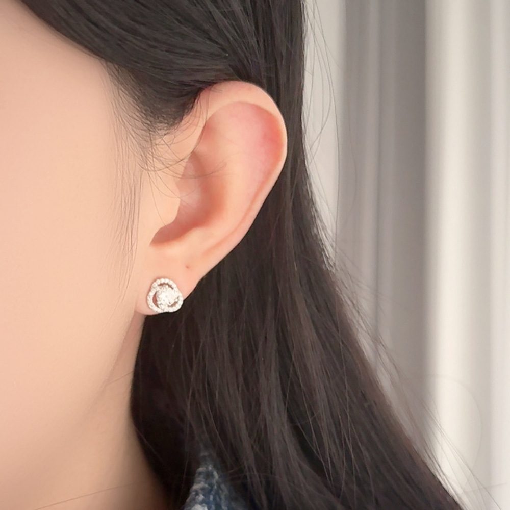 0.5ct Round Brilliant Swirl Halo Stud Earrings