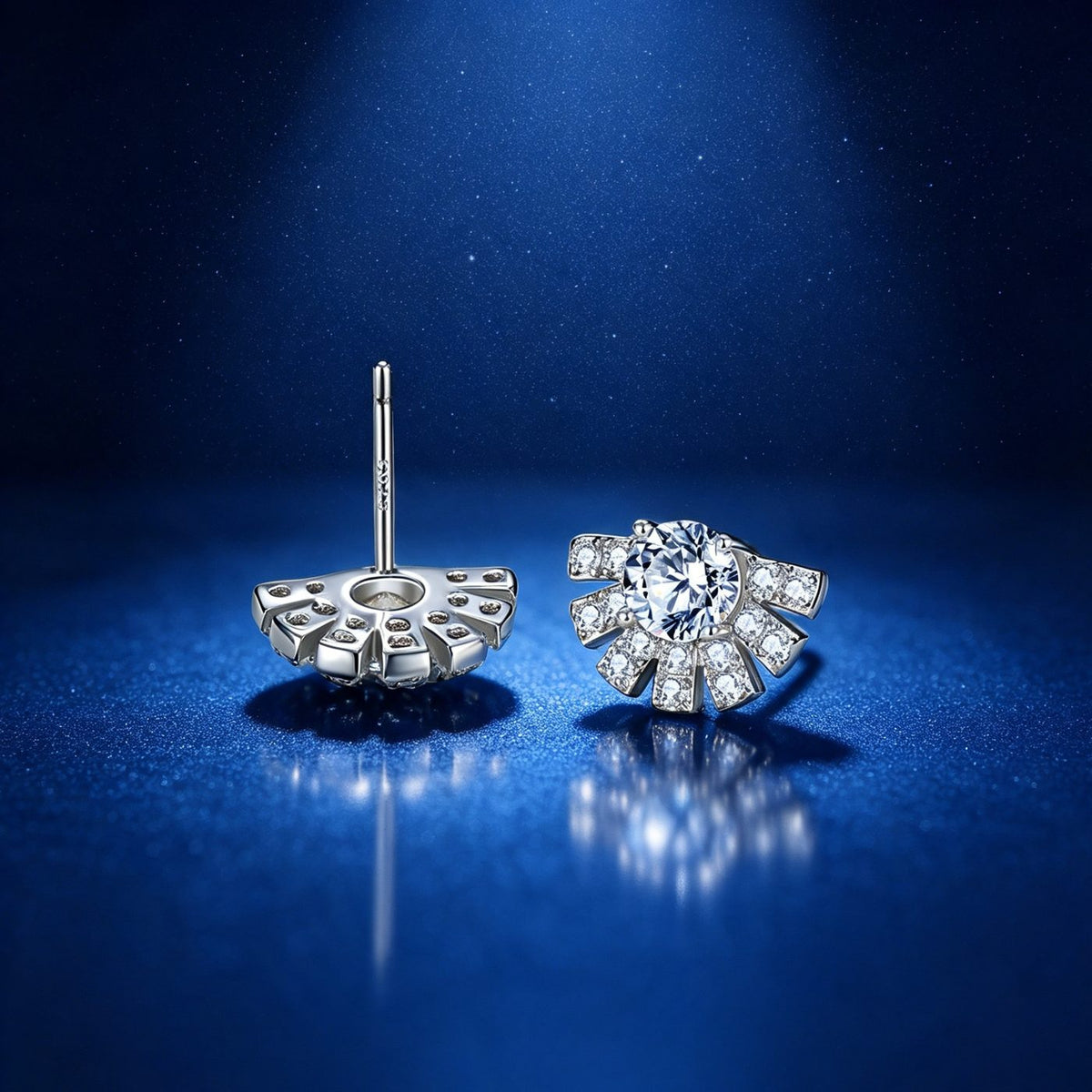0.5ct Round Brilliant Fan Cluster Stud Earrings