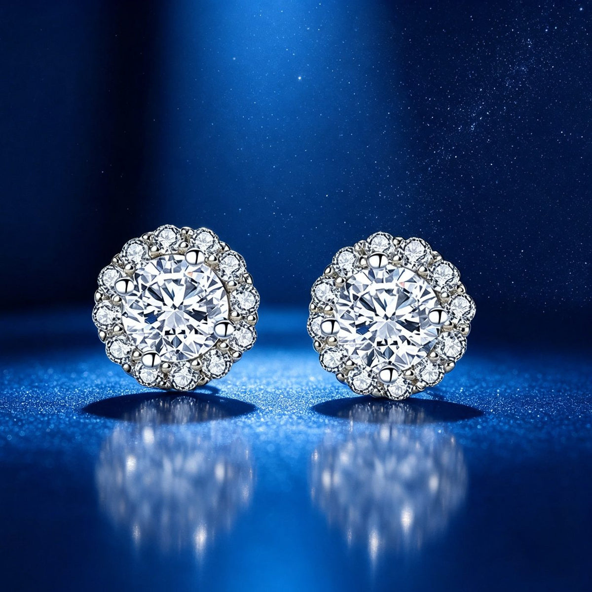 0.5ct Round Brilliant Halo Stud Earrings