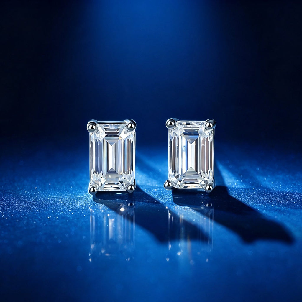 0.5ct Baguette Four-Claw Solitaire Stud Earrings
