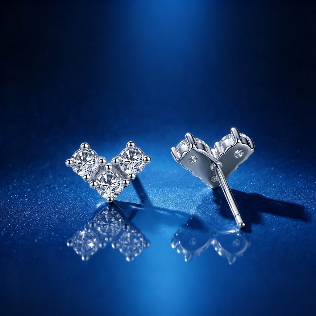 0.06ct Round Brilliant Chevron Cluster Stud Earrings