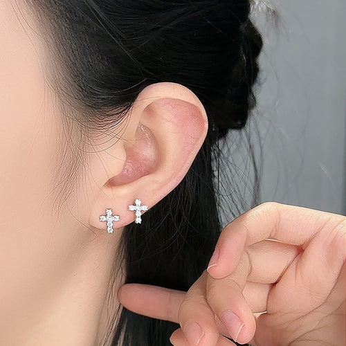 0.03ct Round Brilliant Cross Stud Earrings