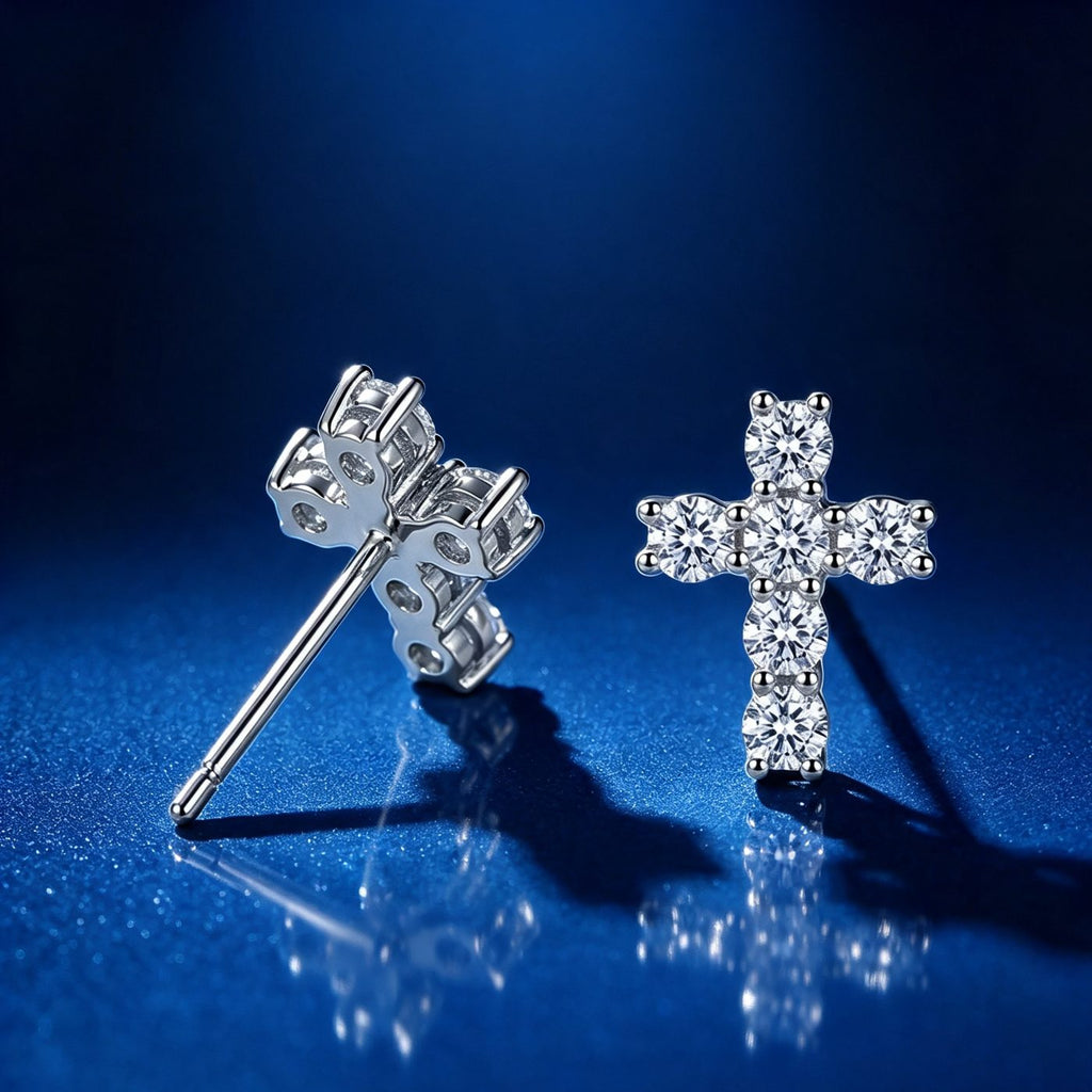 0.03ct Round Brilliant Cross Stud Earrings