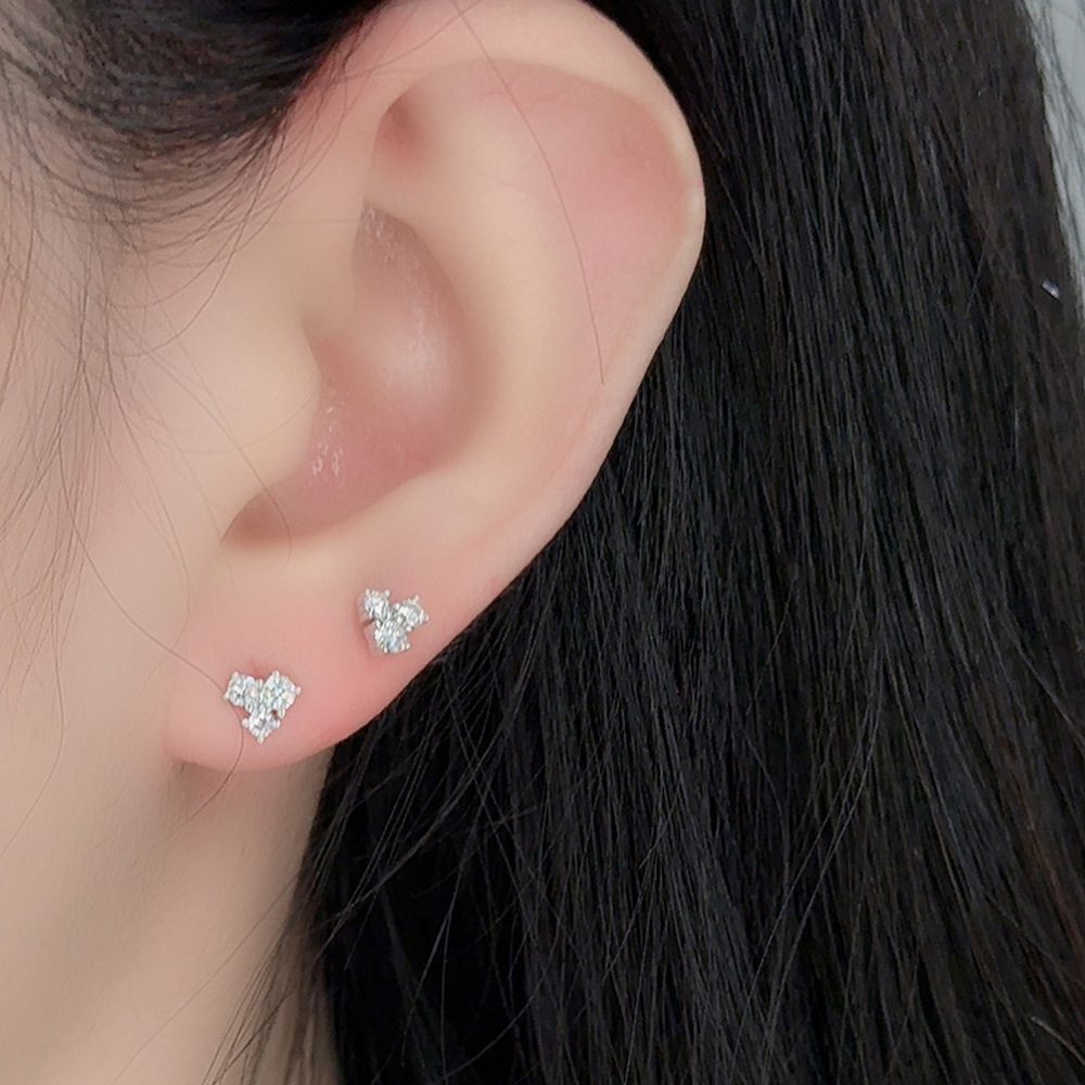 0.03ct Round Brilliant Triangle Cluster Stud Earrings