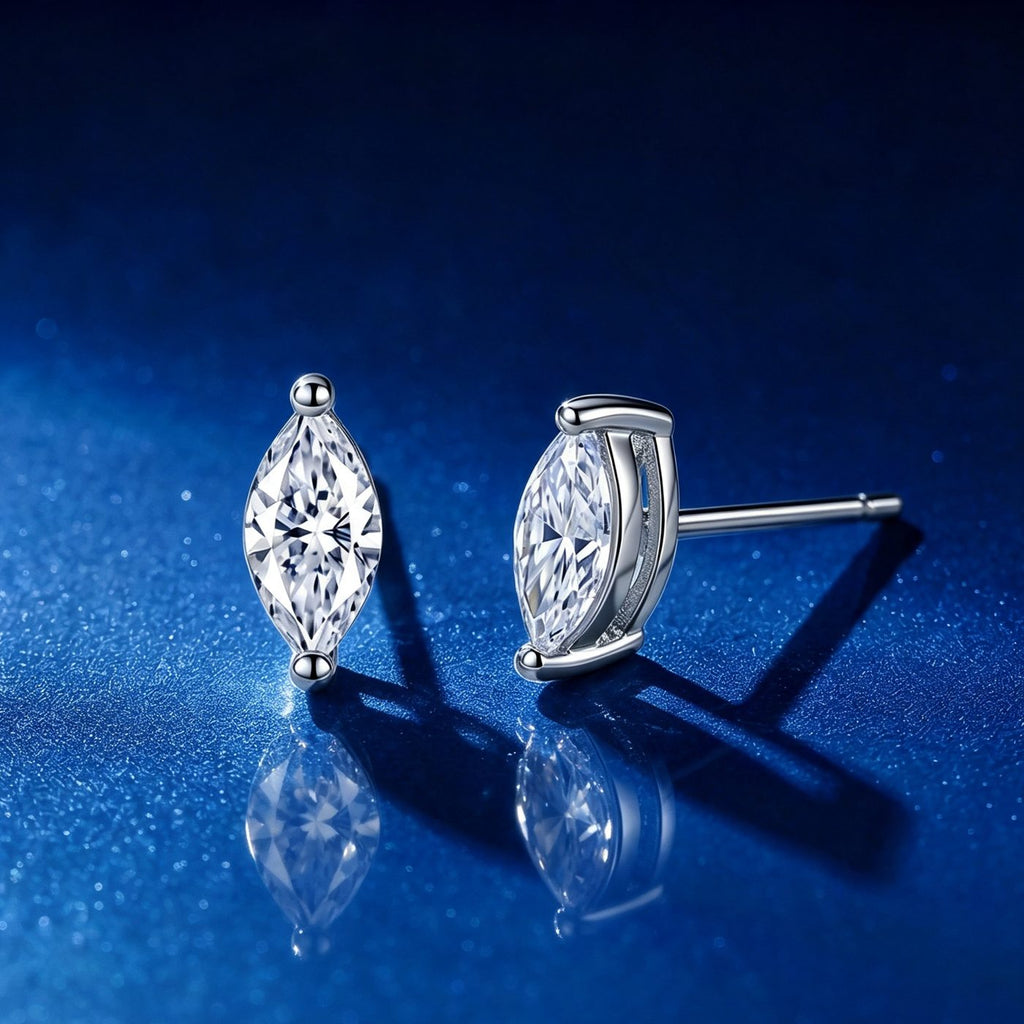 0.8ct Marquise Two-Claw Solitaire Stud Earrings