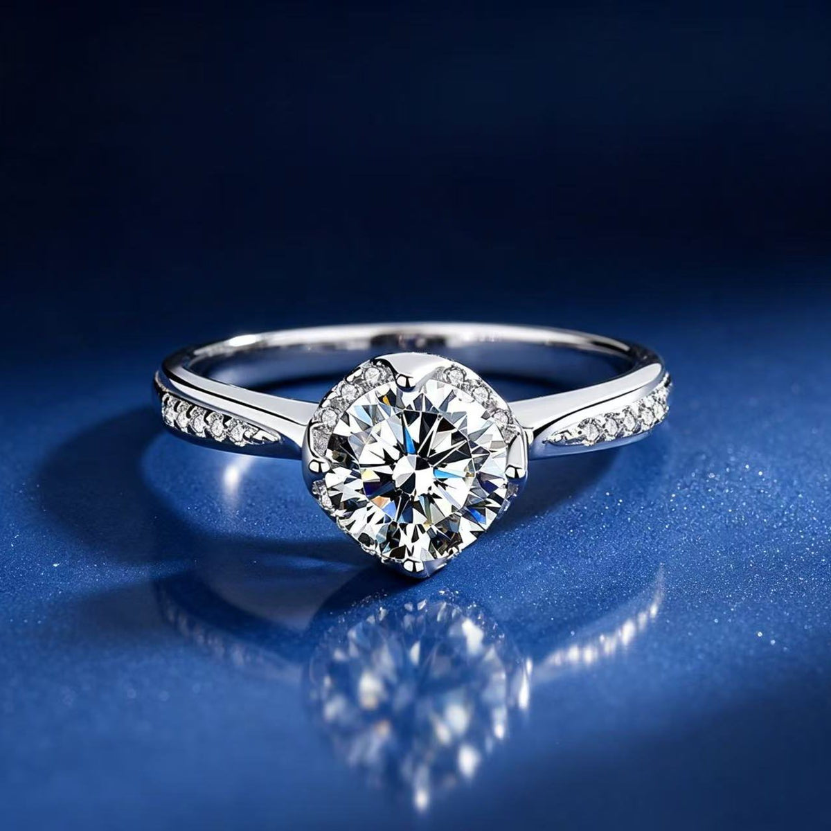 1ct Round Brilliant Solitaire Ring, Pavé Split Shank