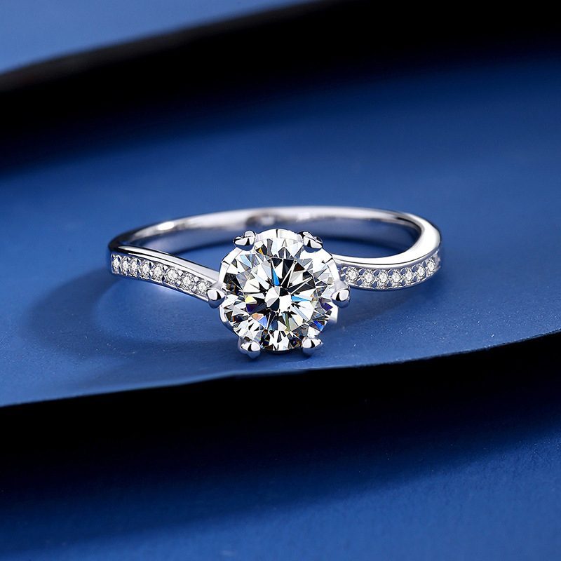 1ct Round Brilliant Solitaire Ring, Pavé Crossover Band (16 accent stones)