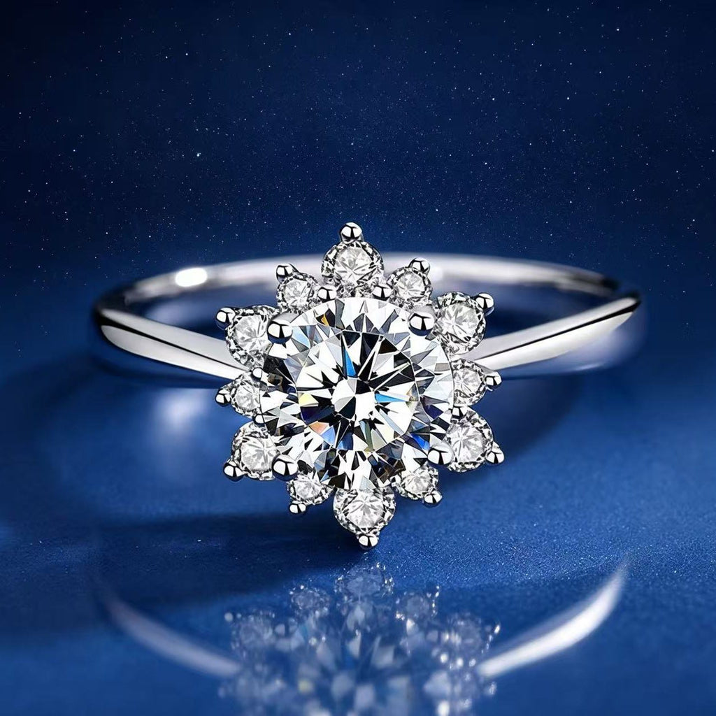 1ct Round Brilliant Floral Halo Ring