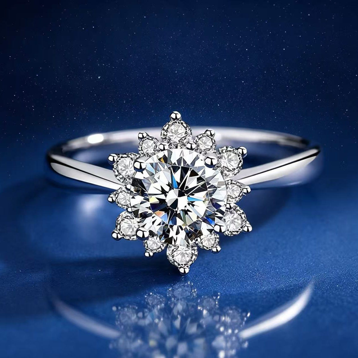 1ct Round Brilliant Floral Halo Ring
