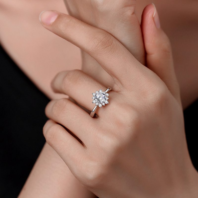 1ct Round Brilliant Floral Halo Ring