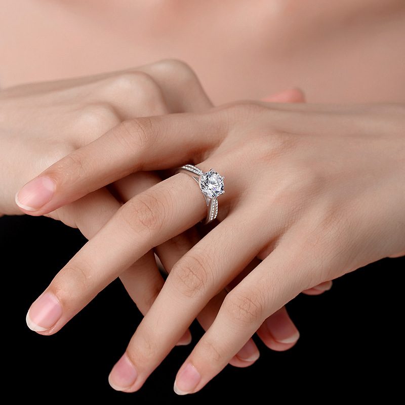 2ct Round Brilliant Solitaire Ring, Pavé Cathedral Shoulders