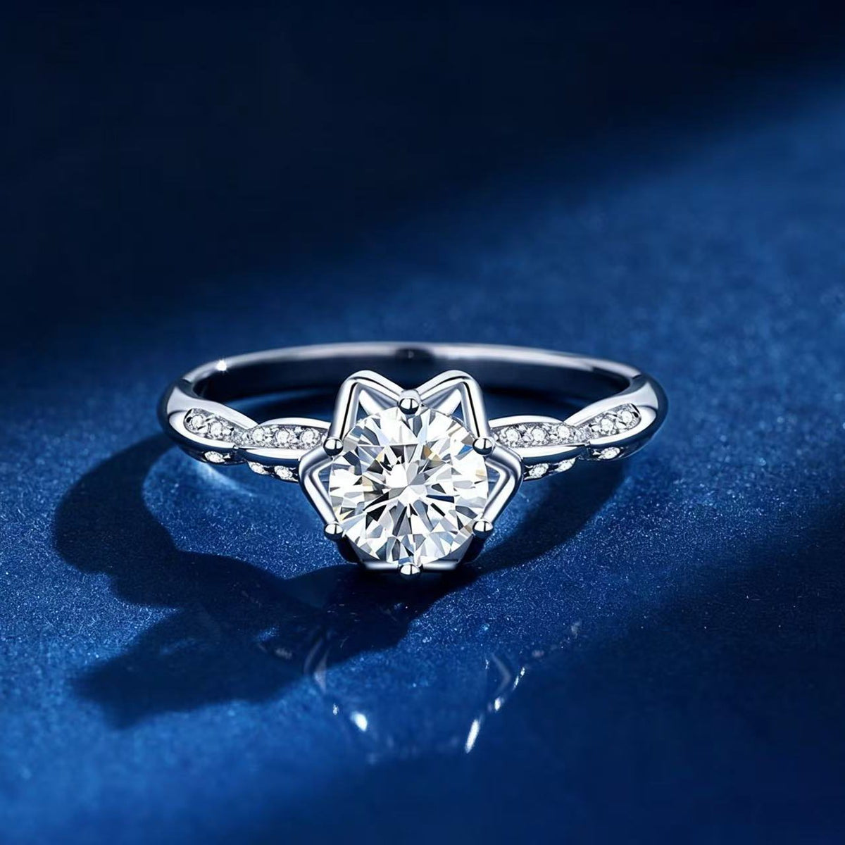 1ct Round Brilliant Solitaire Ring, Pavé Infinity Band (20 accent stones)
