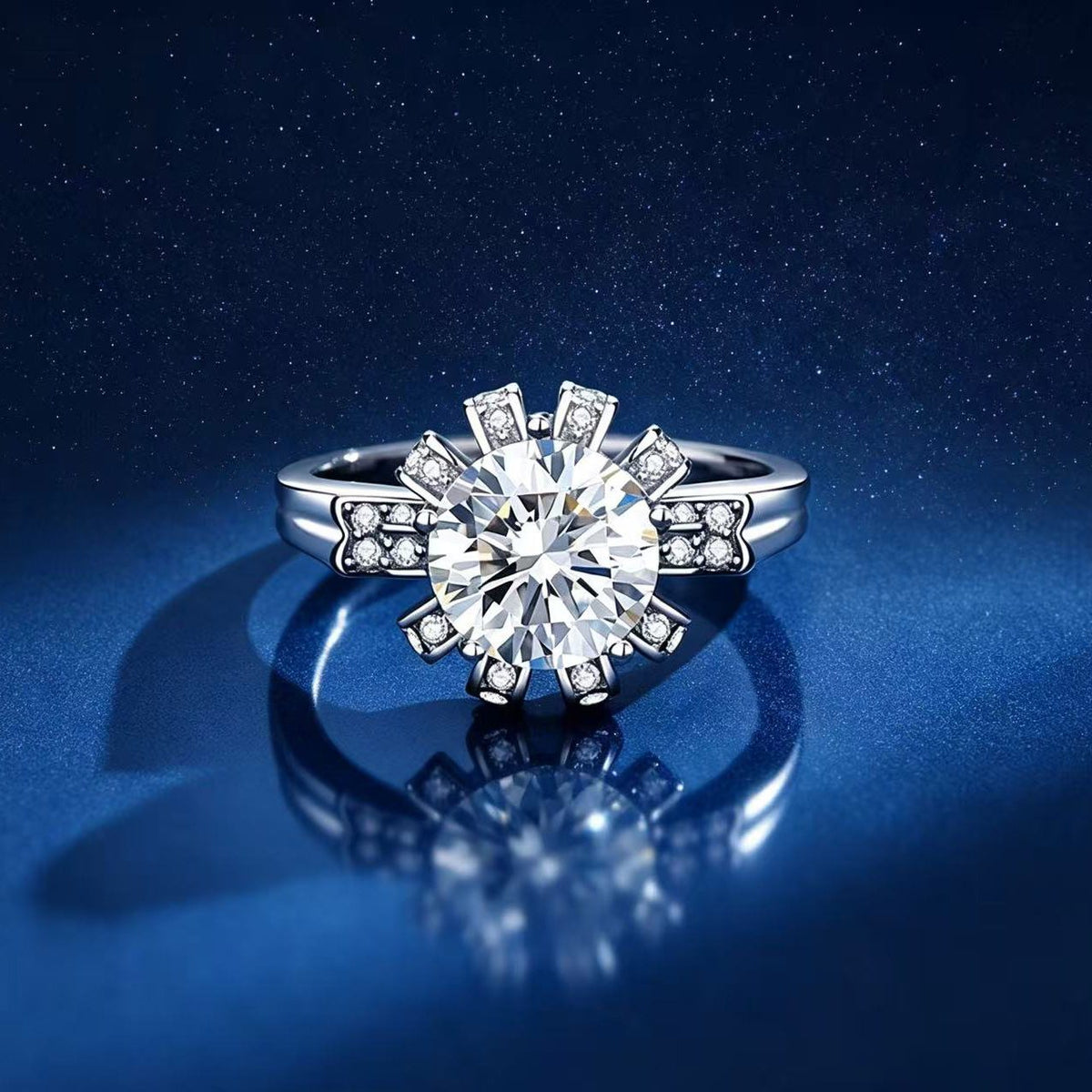 2ct Round Brilliant Snowflake Halo Ring
