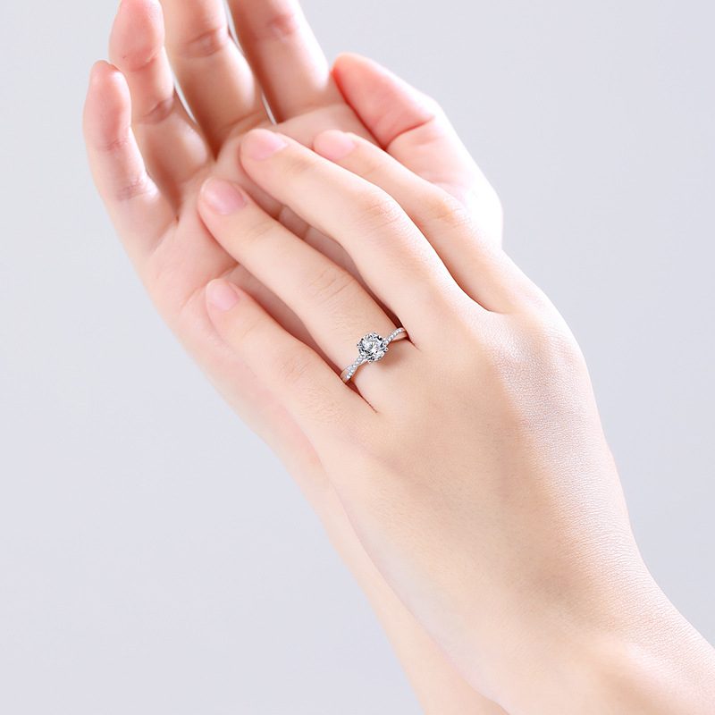 1ct Round Brilliant Solitaire Ring, Pavé Crossover Band (14 accent stones)
