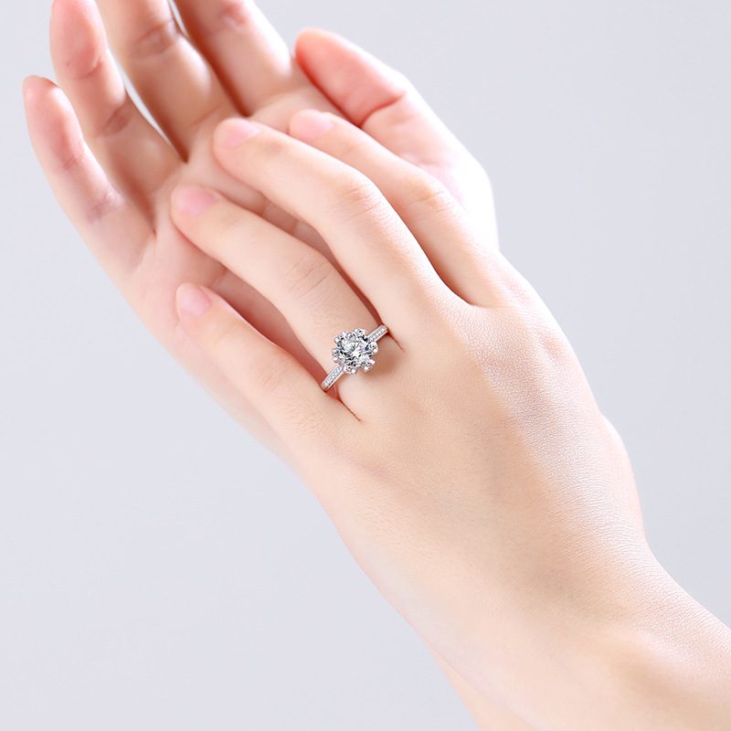 2ct Round Brilliant Crown Solitaire Ring, Pavé Shoulders