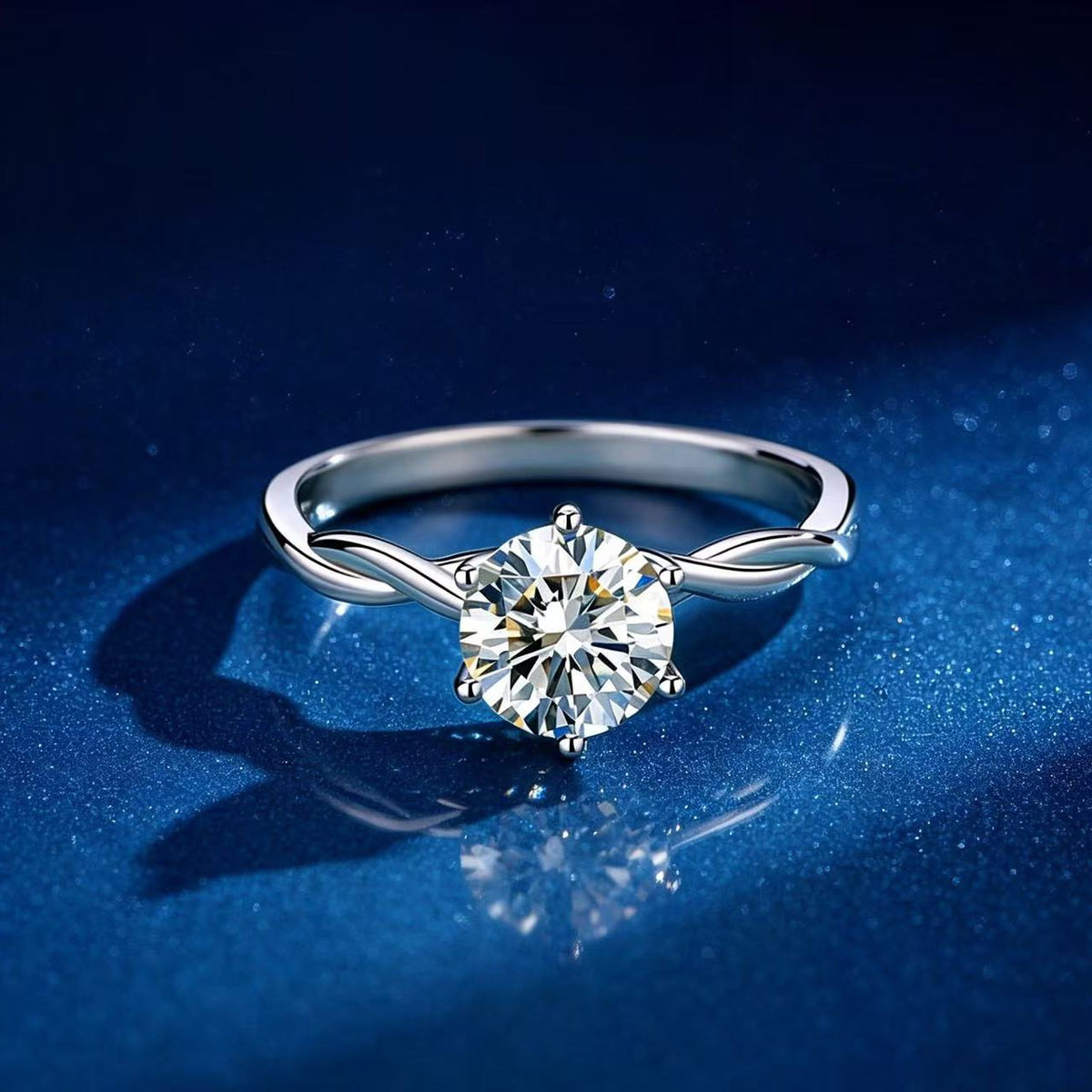 1ct Round Brilliant Solitaire Ring, Twisted Band