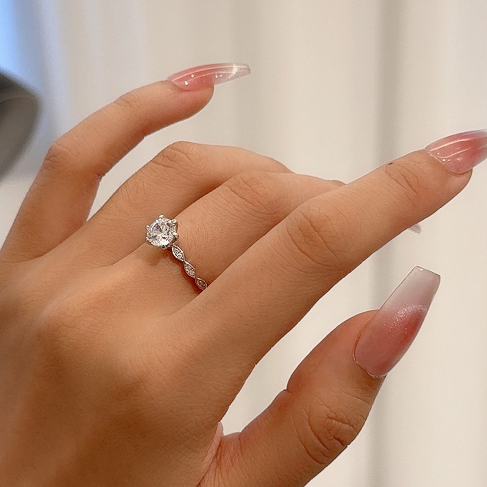 1ct Round Brilliant Solitaire Ring, Pavé Infinity Band (12 accent stones)