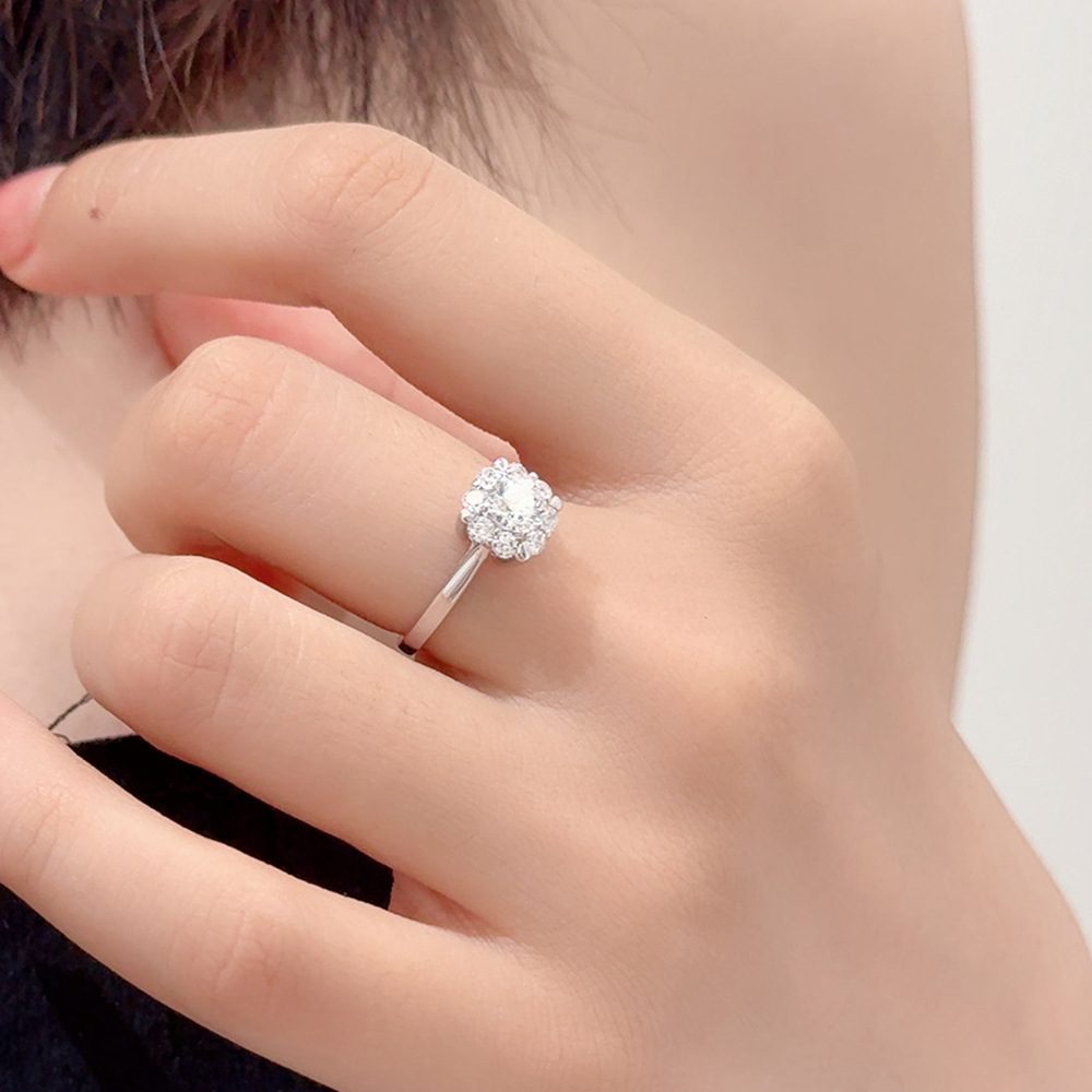 0.5ct Round Brilliant Floral Halo Ring