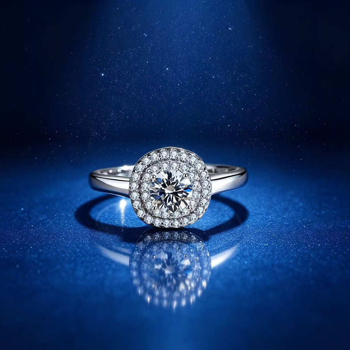 0.5ct Round Brilliant Cushion Double Halo Ring