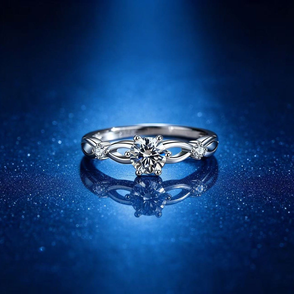 0.5ct Round Brilliant Solitaire Ring, Infinity Band