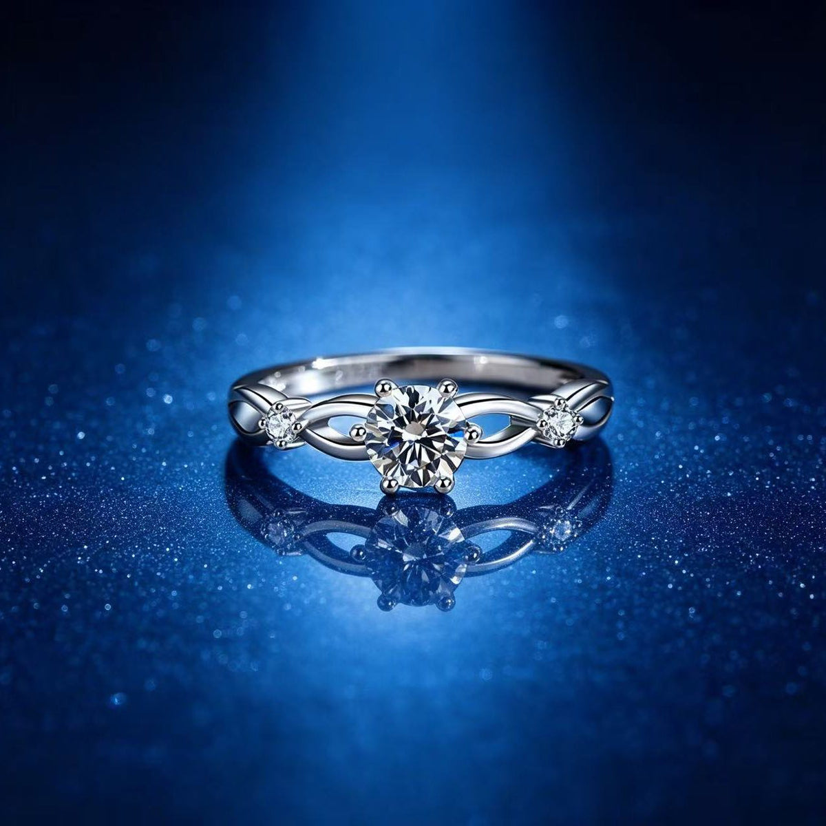 0.5ct Round Brilliant Solitaire Ring, Infinity Band