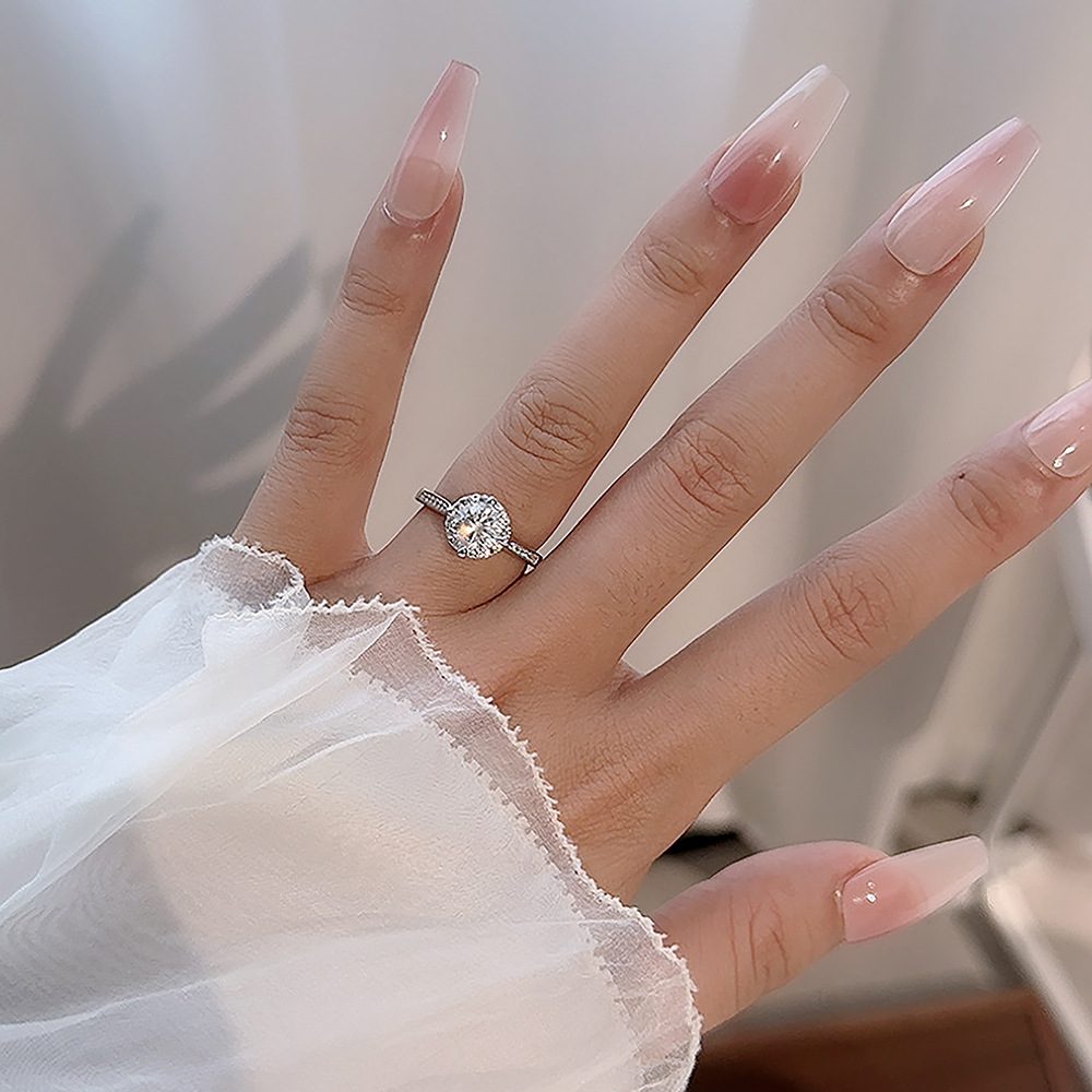 1ct Round Brilliant Hidden Halo Ring, Pavé Shoulders