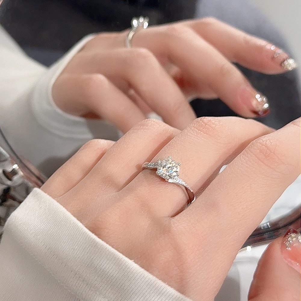 1ct Round Brilliant Solitaire Ring, Pavé Crossover Band (12 accent stones)