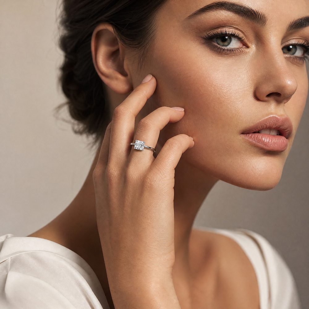 0.8ct Asscher Solitaire Ring