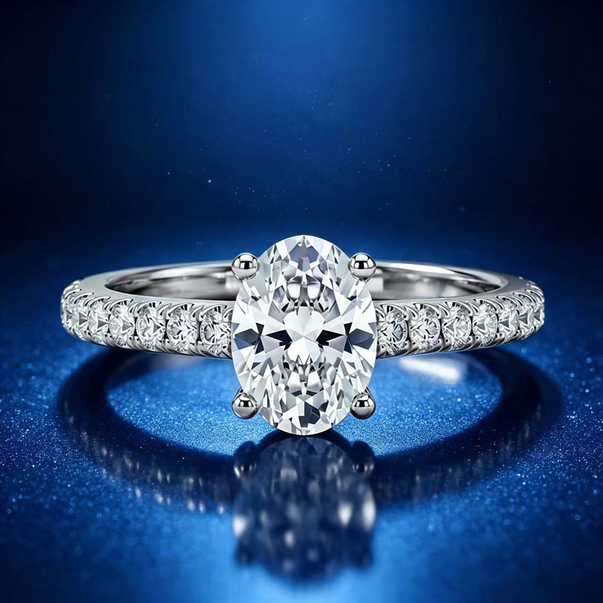 0.8ct Oval Solitaire Ring, Pavé Band