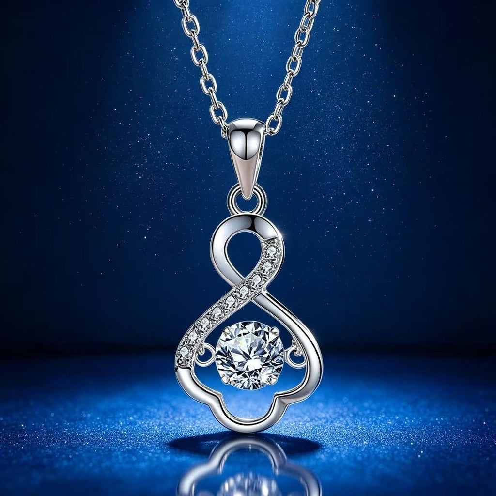 0.5ct Teal Round Brilliant Dancing Stone Infinity Pendant Necklace