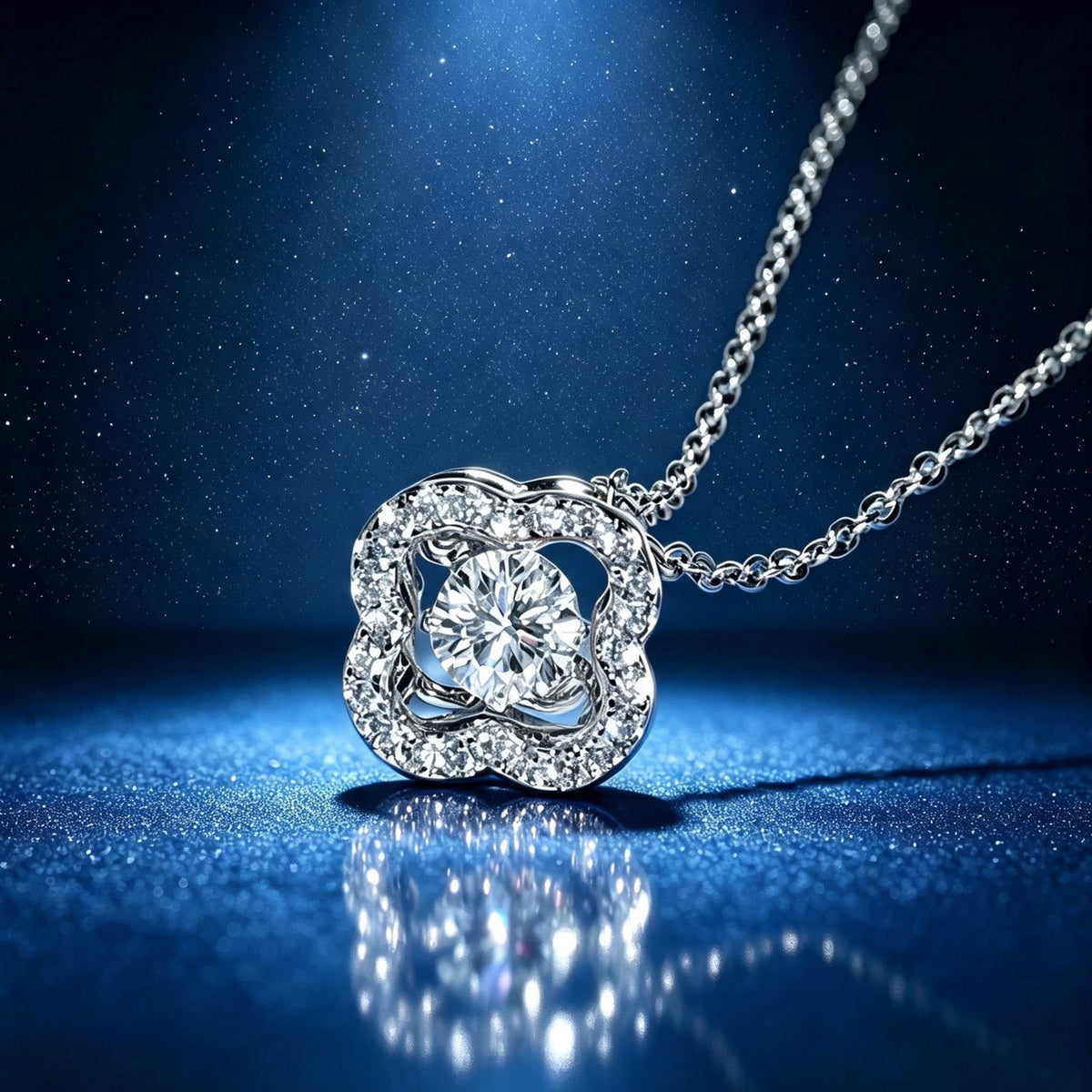 0.5ct Teal Round Brilliant Dancing Stone Cushion Halo Pendant Necklace
