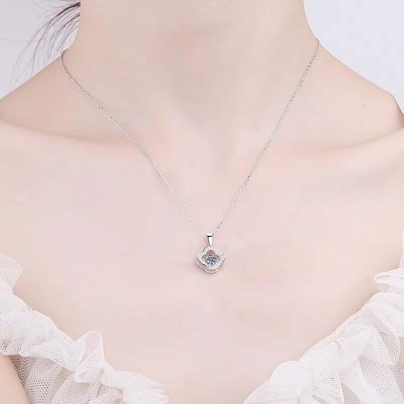 0.5ct Teal Round Brilliant Dancing Stone Cushion Halo Pendant Necklace