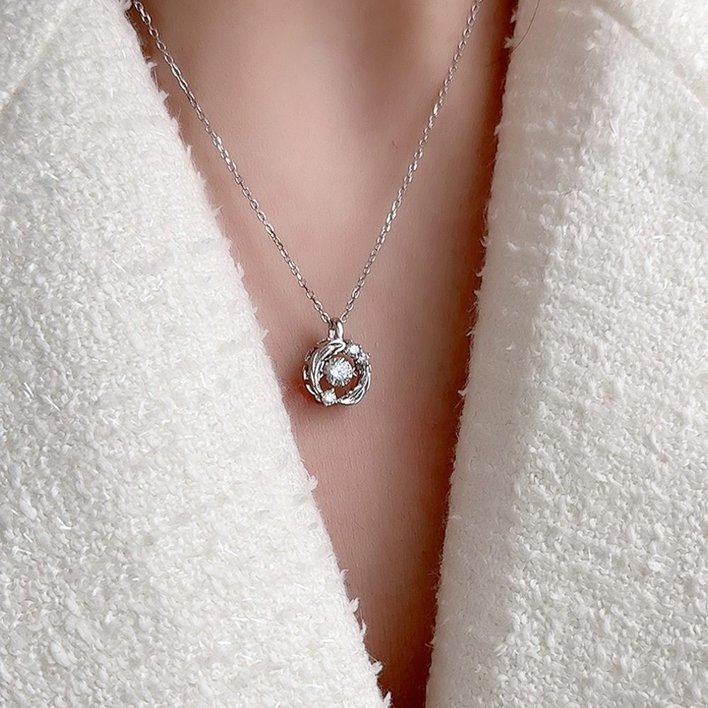 0.5ct Teal Round Brilliant Dancing Stone Swirl Pendant Necklace