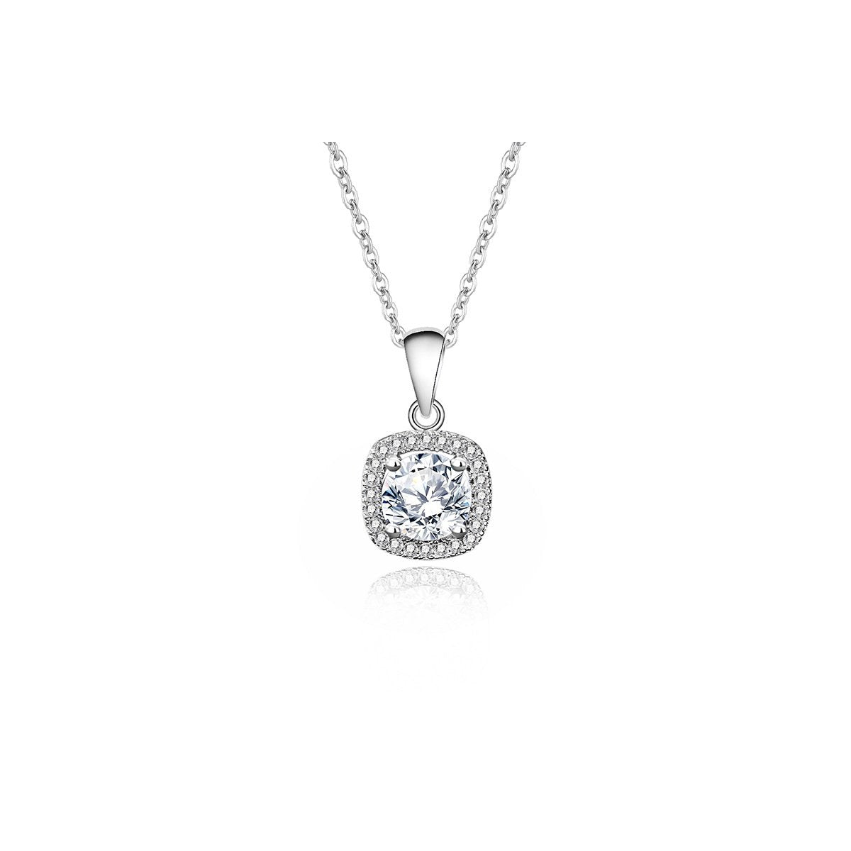 1ct Round Brilliant Cushion Halo Pendant Necklace