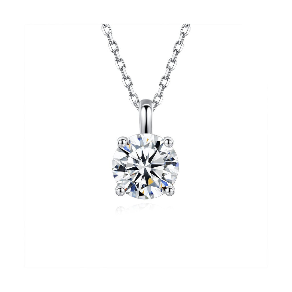 1ct Round Brilliant Four-Claw Solitaire Pendant Necklace