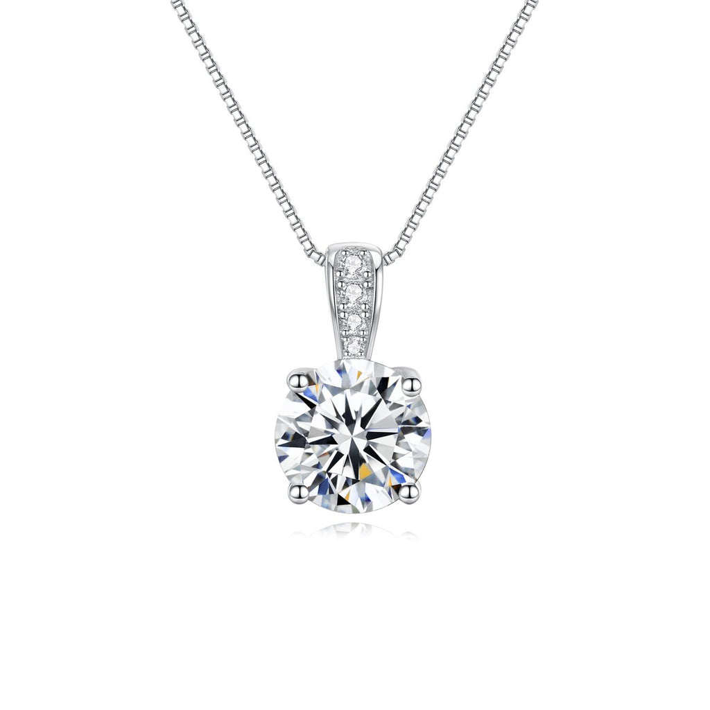 2ct Round Brilliant Solitaire Pendant Necklace, Pavé Bail