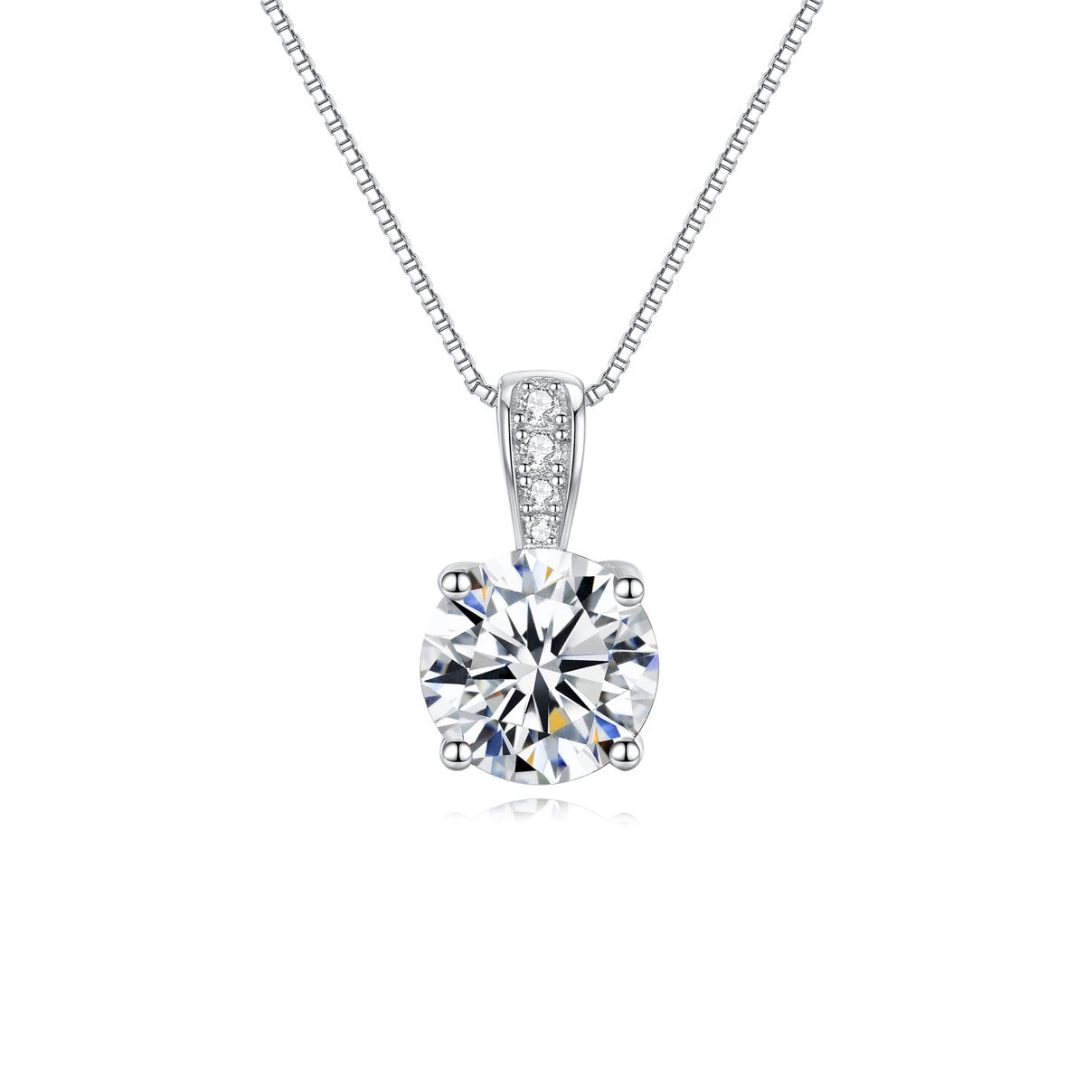 2ct Round Brilliant Solitaire Pendant Necklace, Pavé Bail