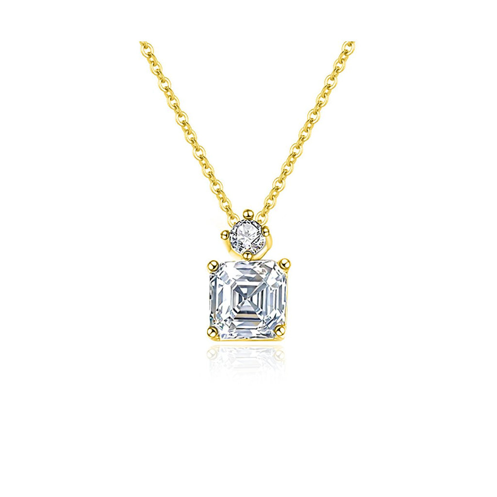 0.8ct Asscher Two-Stone Drop Pendant Necklace