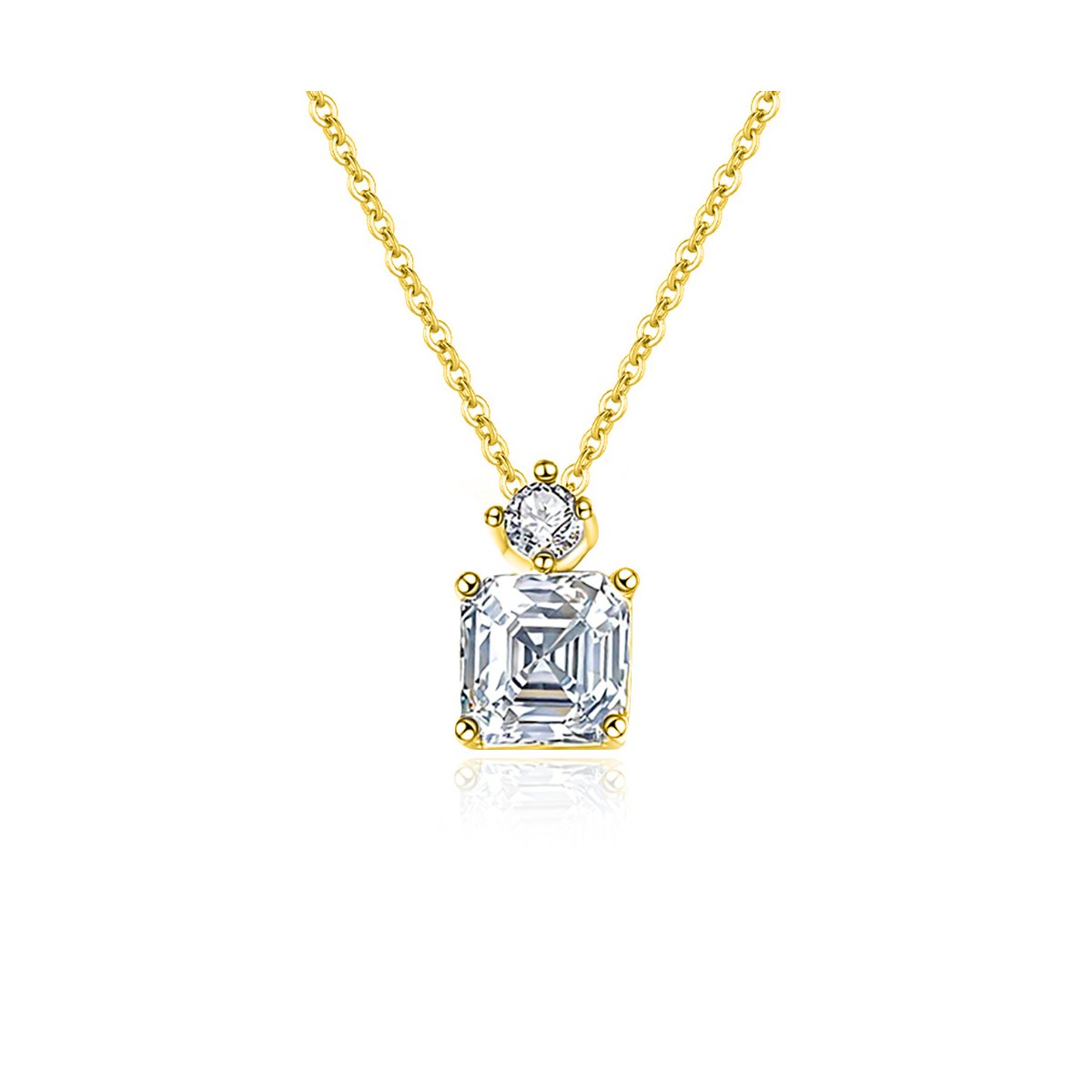 0.8ct Asscher Two-Stone Drop Pendant Necklace