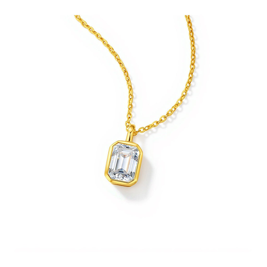 0.8ct Green Emerald Bezel Pendant Necklace