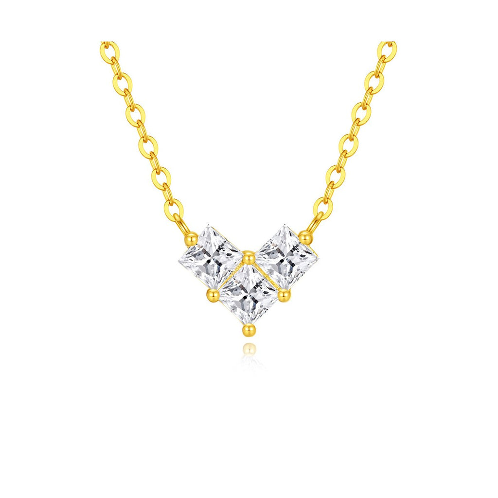 0.1ct Princess Chevron Cluster Pendant Necklace