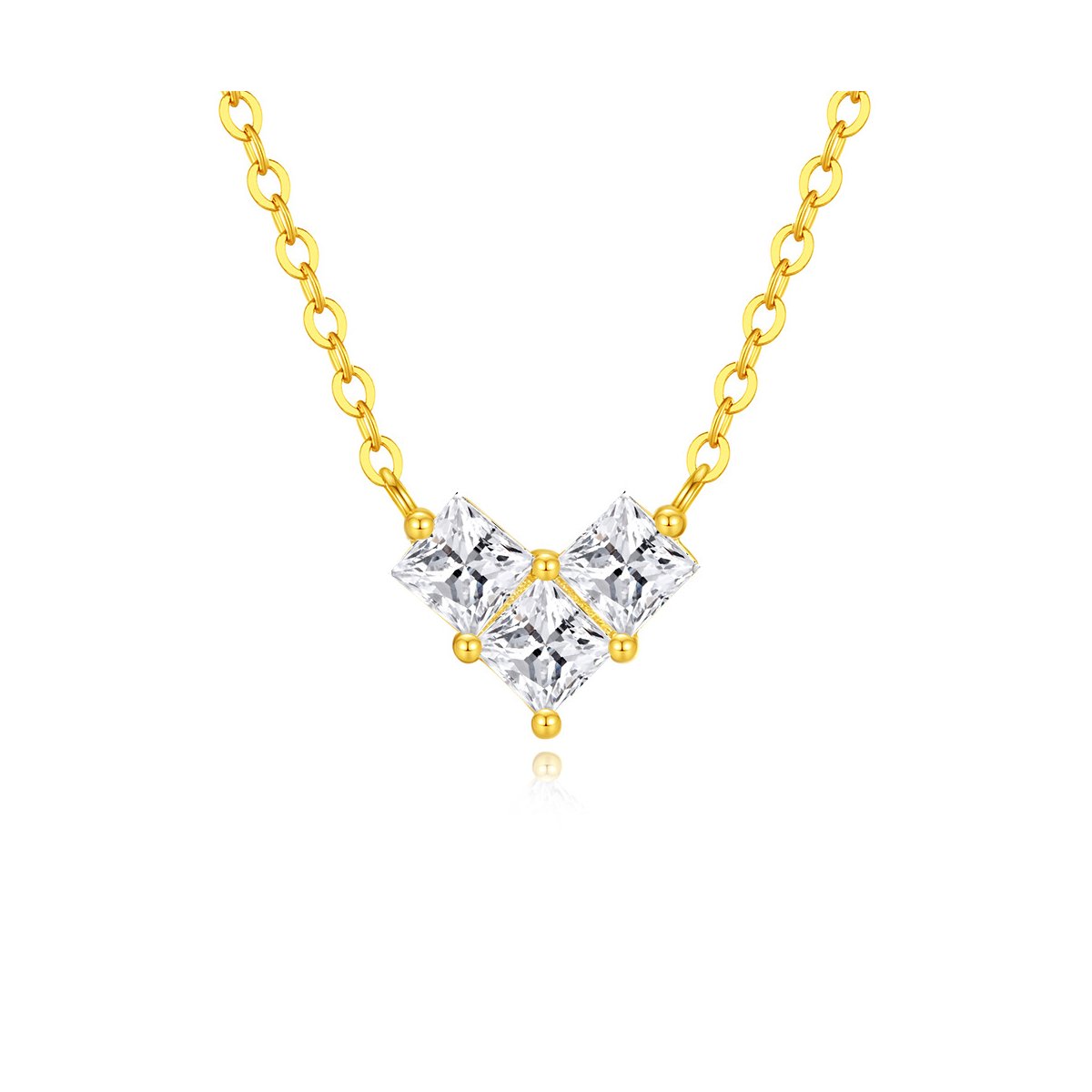 0.1ct Princess Chevron Cluster Pendant Necklace